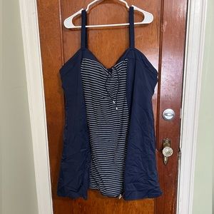 Swim 365 Swim Dress Size 30 30W Blue and White No Underwire Built In Briefs